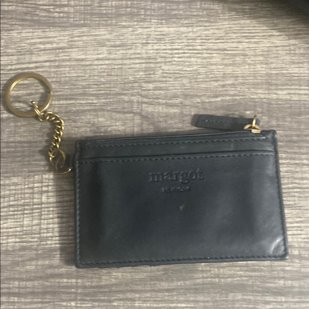Margot Black Leather Keychain Pouch